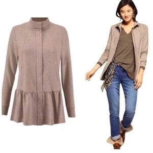 CAbi Weekend Topper #3542 NWOT full zip brown taupe jacket sz Small